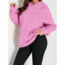 IRIVOSEY Womens Hoodies Oversized Casual Plain Fleece Sweatshirts Long Sleeve Baggy Sweaters Pullove Fall Fashion Outfits Winter Clothes Y2k Hoodie with Pockets (Pink,3X-Large)