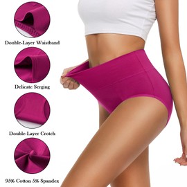 OLIKEME Women's Cotton Underwear Tummy Control High Waisted Panties Comfy Stretch Full Coverage Ladies Briefs L