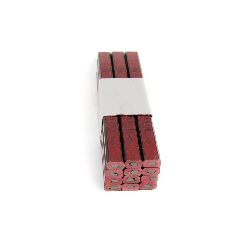 Blackedge Card of 12 Carpenters Pencils - Red/ Medium