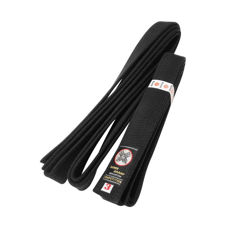 Ronin Deluxe Cotton Black Belt for Karate, Judo, Tae Kwon