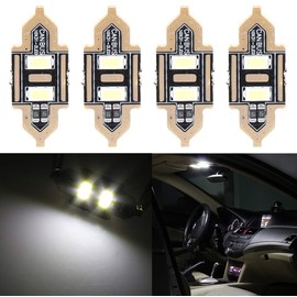cciyu 31mm Festoon LED Bulbs DE3175 DE3022 DE3021 5730-2 SMD LED Interior Lights for Dome light Map light Glove Box light,4Pack W hite