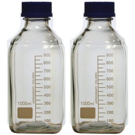 Karter Scientific 1000ml Square Media Storage Bottle with Screw Cap, 254Q2 (Pack of 2)