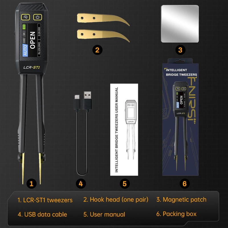 DEWIN LCR Meter, LCR-ST1 Smart Tweezer Bridge Kit Digital Meter
