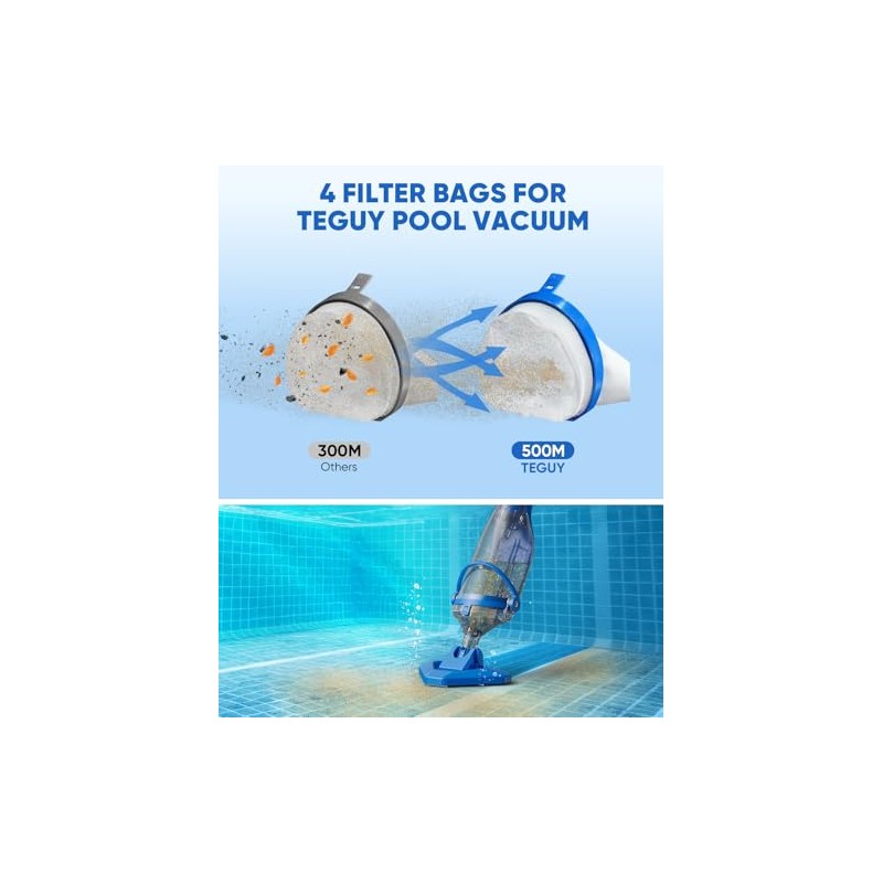 Teguy Pool Vacuum Replacement Filter Bag, 500M Filter Bag Pool
