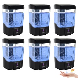 6 Pack Automatic Soap Dispenser,20oz/600ml Wall Mount Commercial Liquid Soap Dispenser Touchless for Bathroom,Kitchen,Hotel,Restaurant(Black)