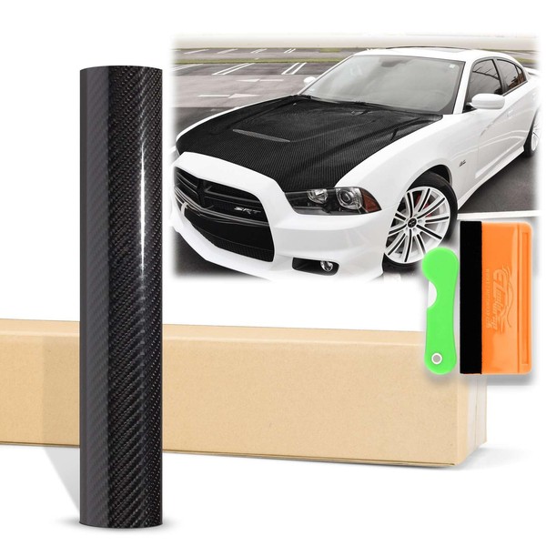 12"x60" (1FTx5FT) 7D Carbon Fiber Textured Low Tack Black High