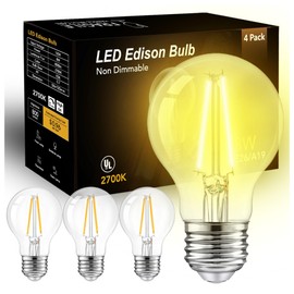 DAYBETTER 4 Pack LED Edison Bulbs, E26 LED Bulb 60W Equivalent, High Brightness 800 LM Warm White 2700K, A19 LED Filament Light Bulbs, Clear Glass Style for Home, Non-Dimmable