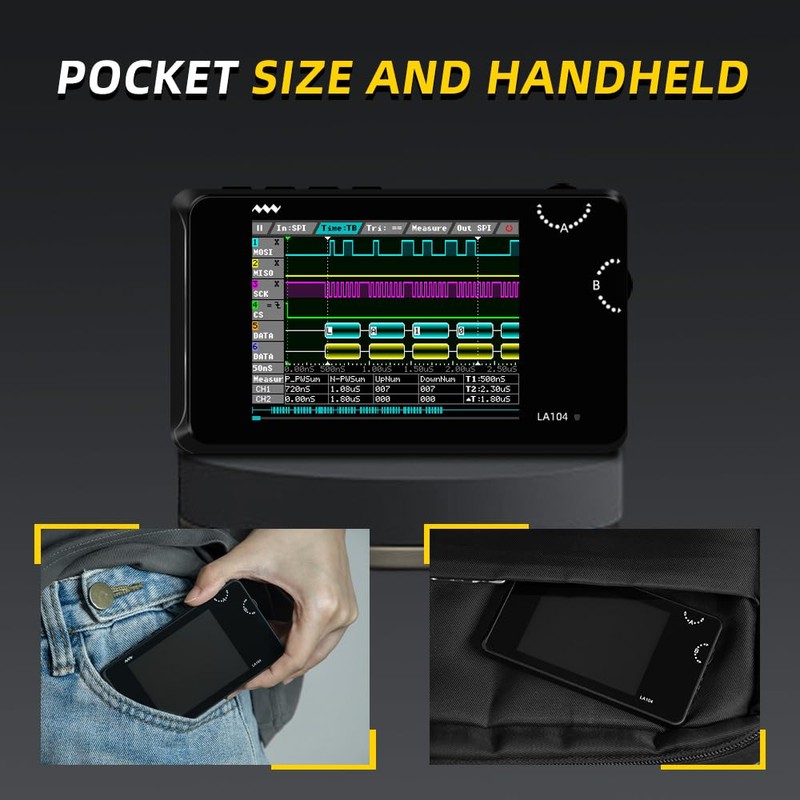 MINIWARE Pocket Logic Analyzer LA104, Portable Mini Size Handheld, Built-in