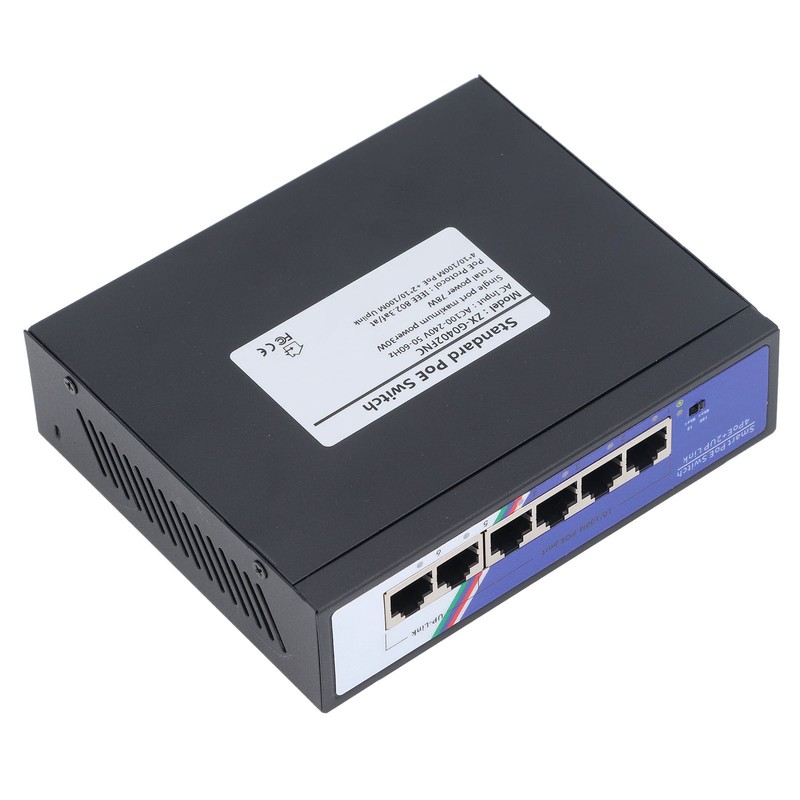 6 Port PoE Switch 1.2Gbps Ethernet Switch Unmanaged Plug and