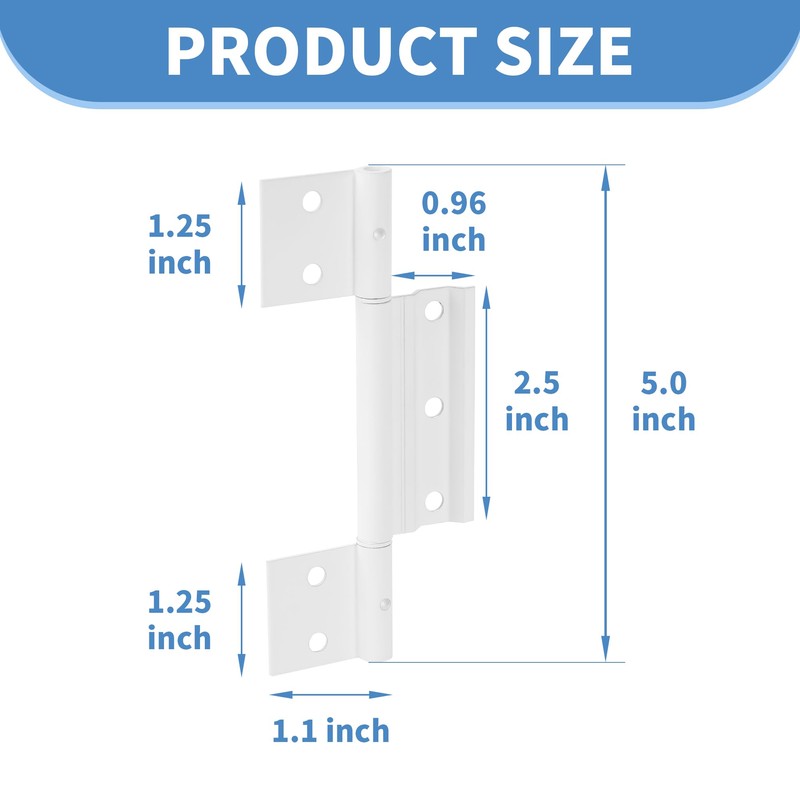 BANLIN 3Pack Storm Door Hinge White Aluminum 1/8 inch Grooved