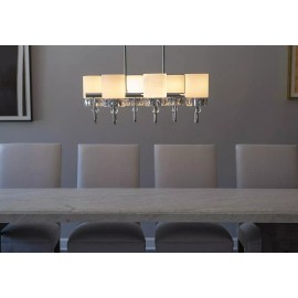 Crystal Light Décor Therapy CH1924 Cora Crystal and Glass 6-Light Trestle Chandelier In Chrome