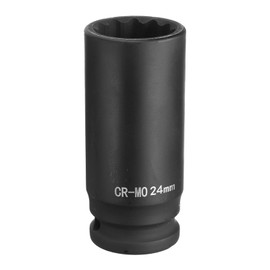 sourcing map 12-Point Deep Impact Socket 1/2 Inch Drive 24mm Metric Chrome Molybdenum Alloy Steel Spindle Axle Nut Impact Socket
