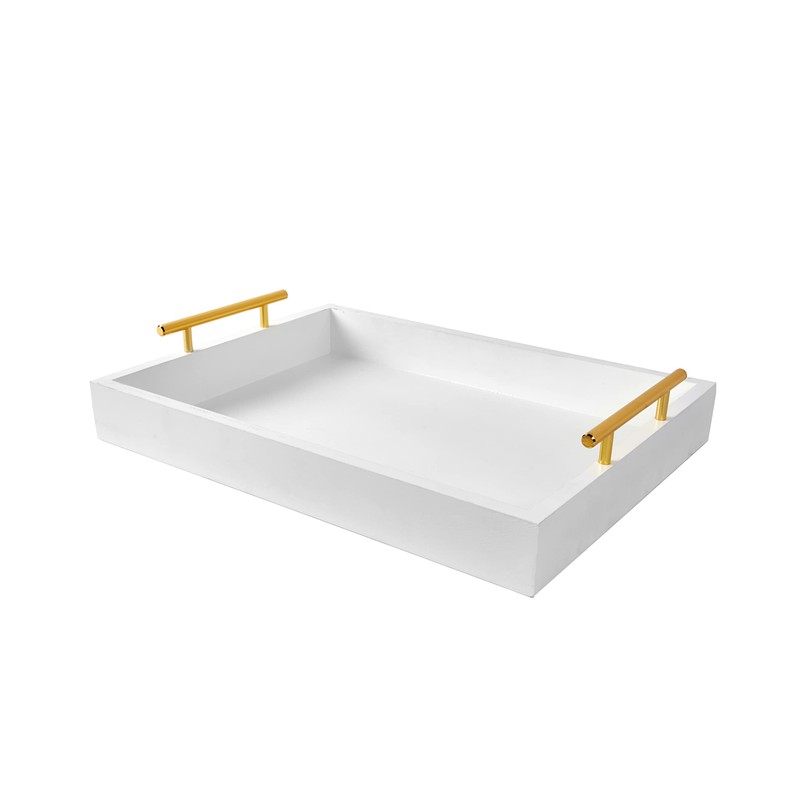 16"x12" Serving Trays with Handles, White Decorative Serving Tray, Ottoman
