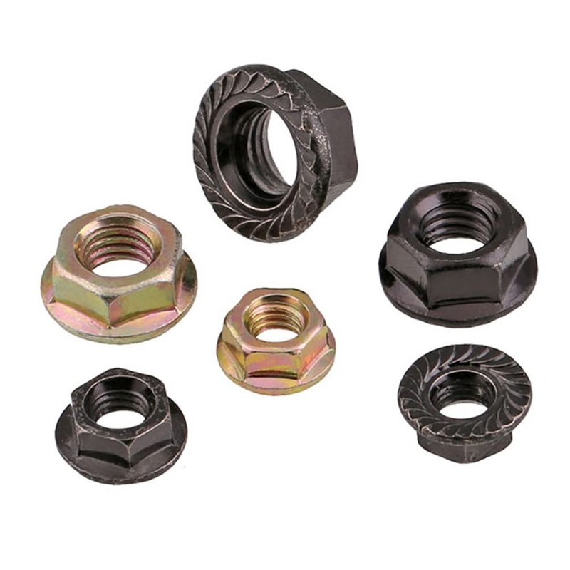 CONPHERON 40pcs Carbon Steel Hex Flange Nuts Black Flange Nuts