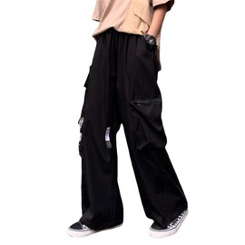 Women Joggers Goth Y2K Baggy Loose Pants Outdoor Cargo Pants Punk Streetwear (Black 2,S)