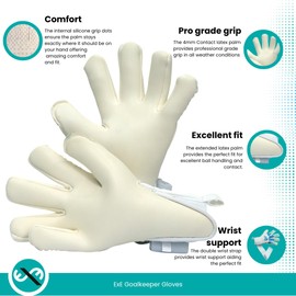 ExE-GK Football goalkeeper glove Inception professional goalkeeper glove for Adult, Youth and Kids, Boys, Girls, 4mm Contact Latex, Negative cut, Double Wrist Strap, Internal Grip Dots (7)