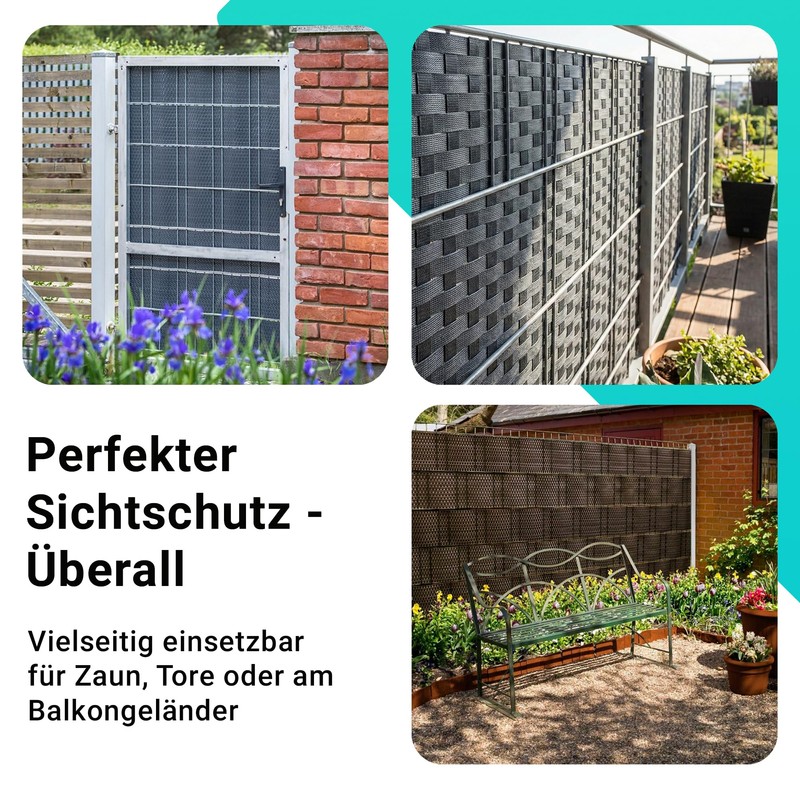 NYVI Polyrattan Privacy Screen Strips Privafence Anthracite 255 x 19
