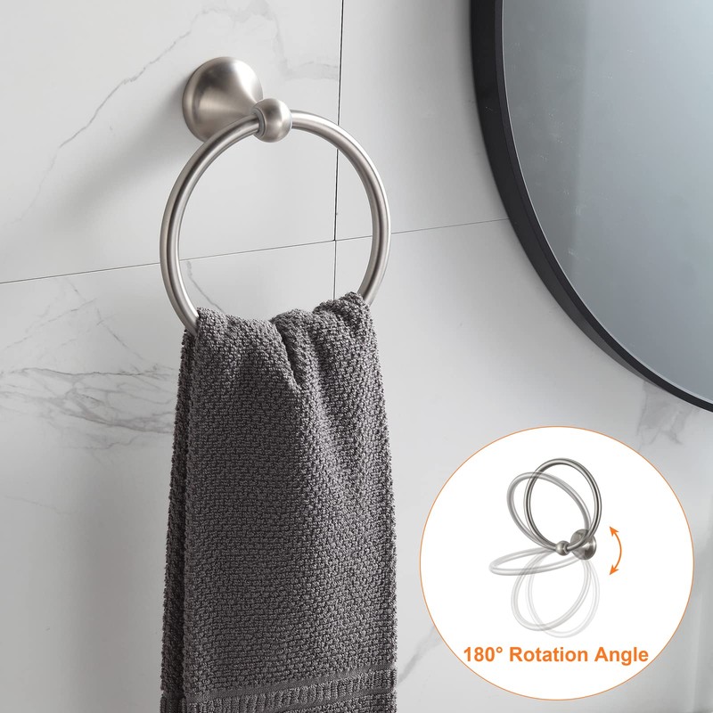 BGL Bathroom Hardware Set Brushed Nickel Adjustable Expandable Bath Towel