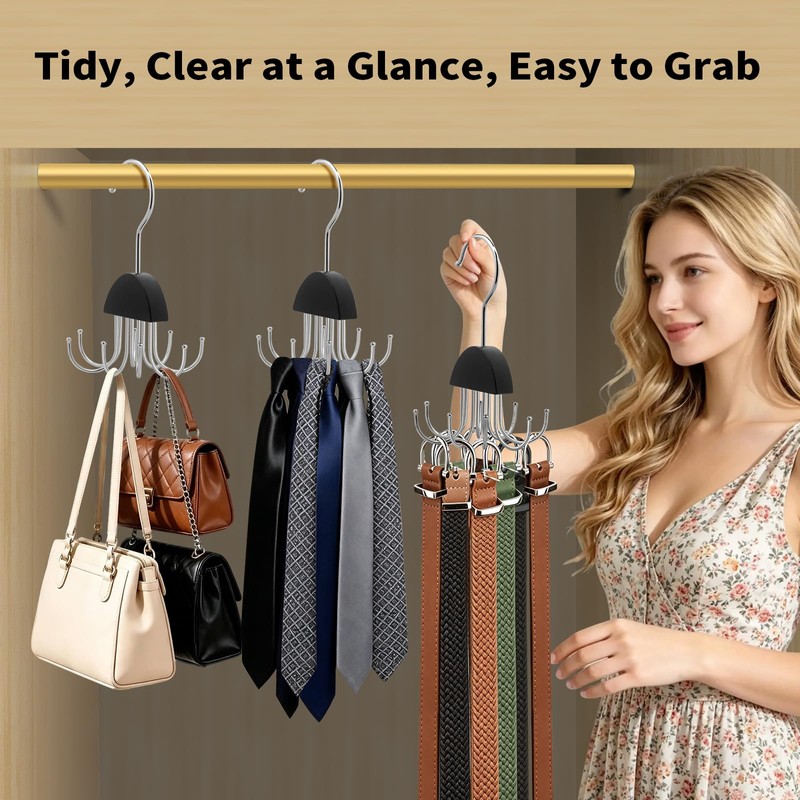 3 Pack Metal 8 Hook Bra Tank Top Hanger, Space