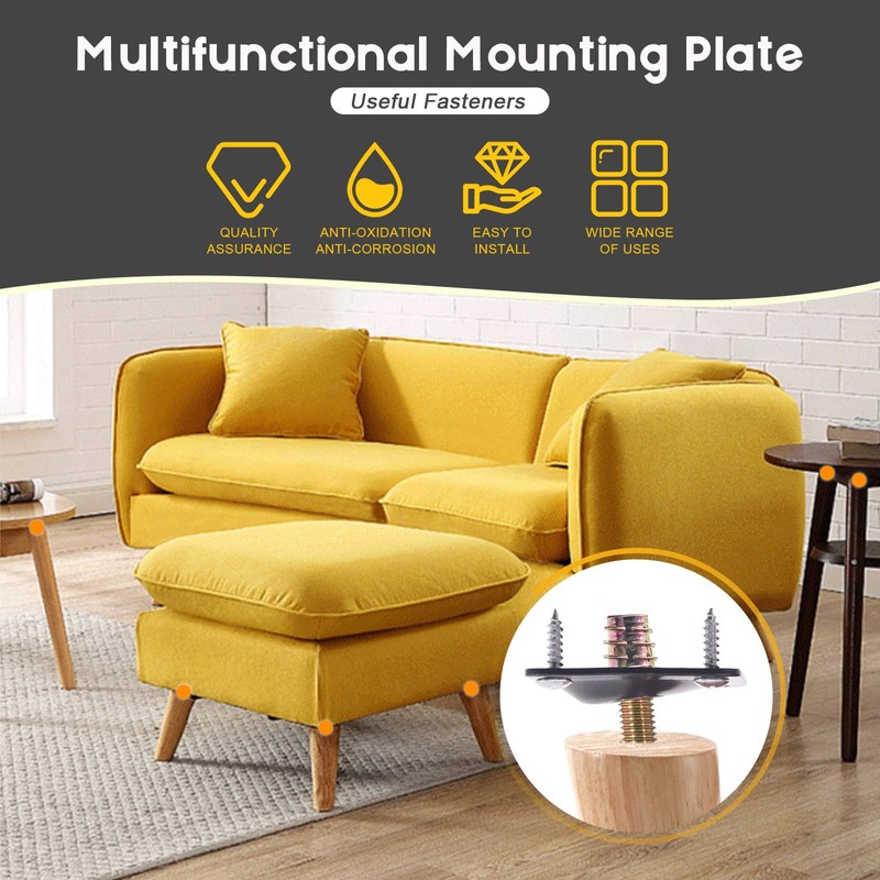 Rustark 8 Sets M8 Furniture Leg Mounting Plates, 5/16" Heavy