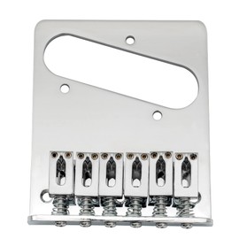 Musiclily 54mm Tele Bridge with 6 Modern Saddles for Squier Telecaster Electric Guitar,Chrome