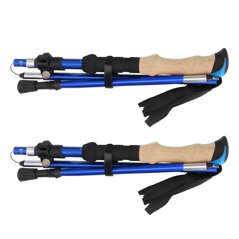 2pcs Foldable Hiking Poles Set Outdoor Walking Climbing Alpenstocks Collapsible