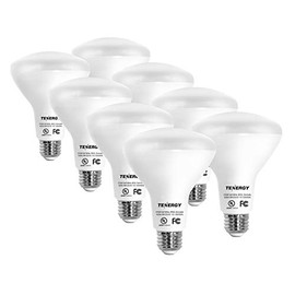Tenergy - Bombillas LED de intensidad regulable (60 W, 8 W), BR30 E26, base estándar media para lámpara de techo empotrable (8 unidades), Blanco Suave