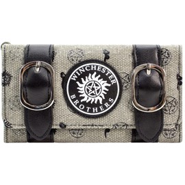 Super Natural Winchester Bros Devil Trap Emblem Triple Wallet with Coin Pocket & Card Holder Grey, gray, Casual