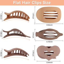 6pcs Flat Hair Clips for Women 3 Styles Ergonomic Curved Hair Claw Clips for Thick Thin Curly Hairs(Leopard)