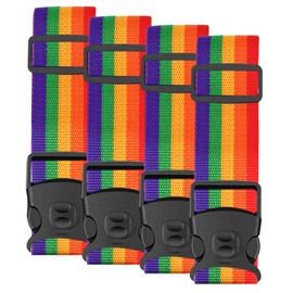 Lymshine Luggage Strap Set of 4 with Luggage Tag Set, Suitcase Strap Eye-catching, Suitcase Straps 2 m Adjustable, Luggage Straps for Suitcase, Colourful Luggage Strap for Quick Recognition Luggage