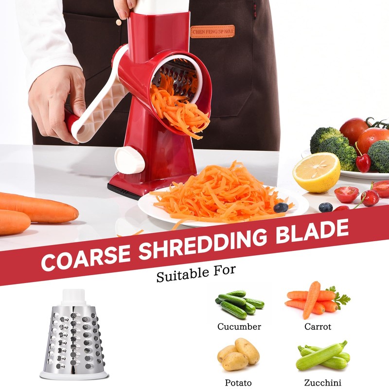 Rotary Cheese Grater with Handle Kitchen Shredder Slicer Grater Slicer