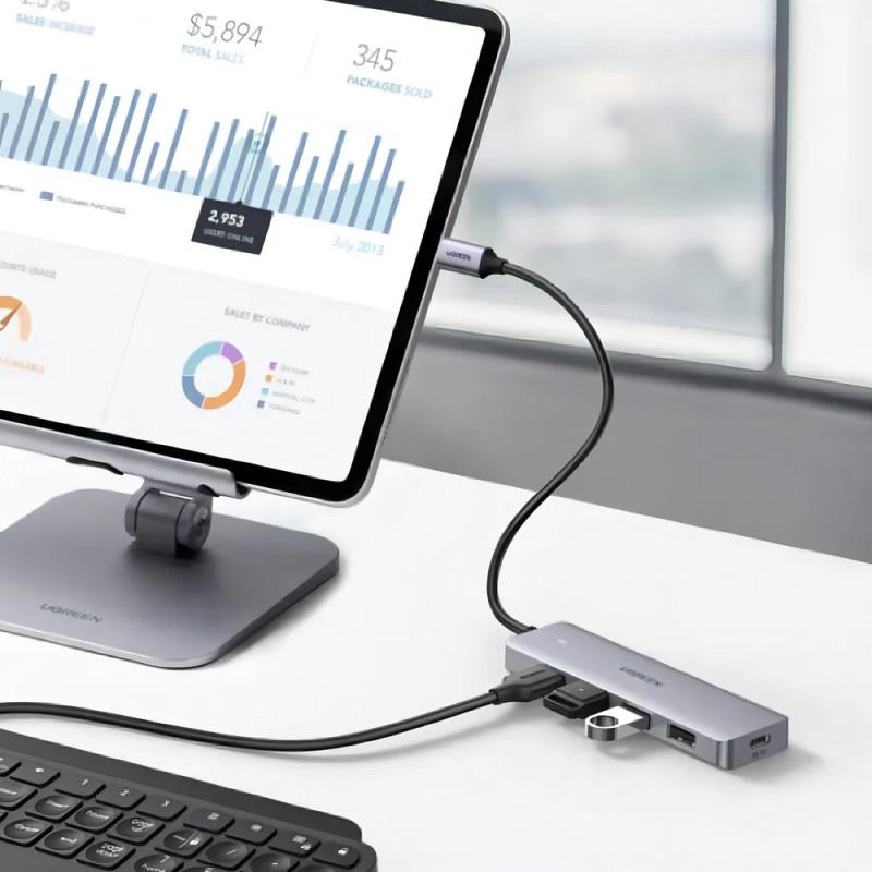 Hub Usb C Ugreen 4 En 1 Multipuerto 4 Puertos
