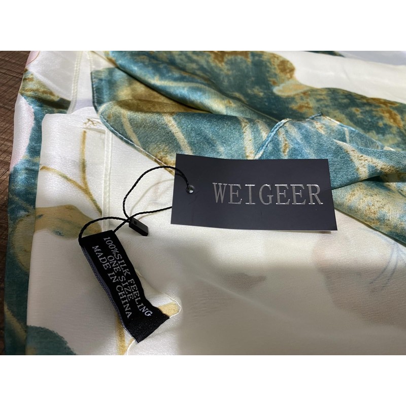 WEIGEER Silk Scarf Women Chiffon Shawl Lotus Scarf White Neckerchief