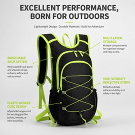 Auirshiky Zaino Bici 20L Leggero Uomo Donna, Zaino Escursionismo Robusto Impermeabile con Sistema di Ventilazione, Zaino Sportivo Outdoor Multifunzionale per Jogging, Escursionismo, Alpinismo (Verde)