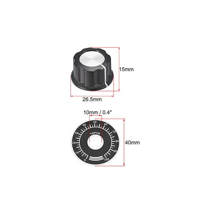 sourcing map Plastic Potentiometer Rotary Knob 6mm Insert Shaft with
