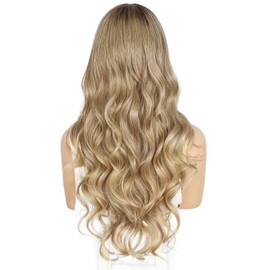 Sapphirewigs Blonde Lace Front Wig, Synthetic Body Wave Blonde Balayage Wig, Women's Party, Date, Daily Wear, Natural-Looking Christmas Wig, 66 cm/66 cm