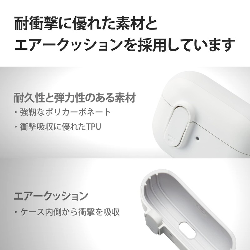 Elecom AVA-AP2TSLWH AirPods Pro (2019) Compatible Case Cover, Hybrid TOUGH