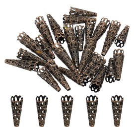 PATIKIL Flower Bead Caps, 50Pcs 8x23mm Hollow Metal Spacer Bead End Caps for Jewelry Making Earring Bracelets Necklace DIY Crafting, Copper Tone