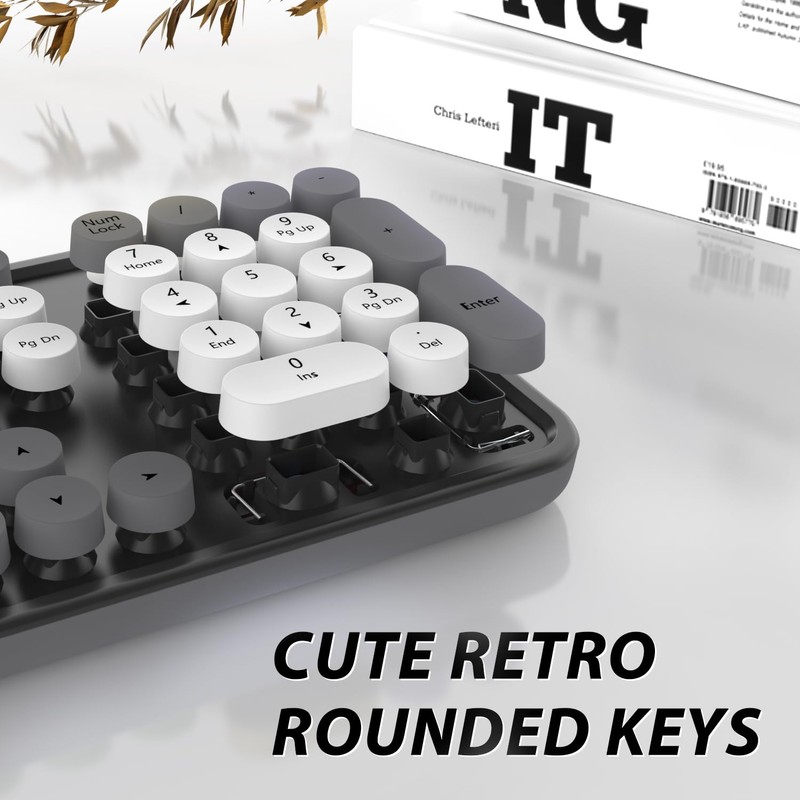 Wireless Keyboard and Mouse, KOOTOP Cute Keyboard and Mouse, 2.4G