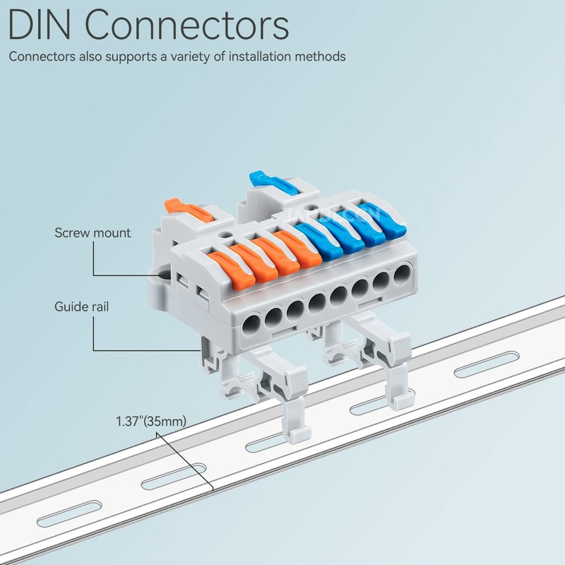 JANDECCN 6pcs DIN Rail Terminal Blocks, DIY Splicing Wire Connectors