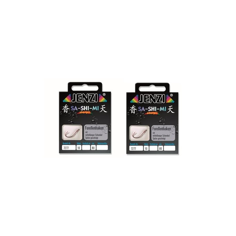 2 Packs Set JENZI Tied Trout Hooks (20 Pieces) Mono,