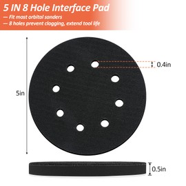 Mkobon 4 Pack 5 Inch 8 Holes Foam Sanding Pads, Soft Density Interface Pad, Hook and Loop Sponge Cushion Buffer Backing Pad for Orbital Sander