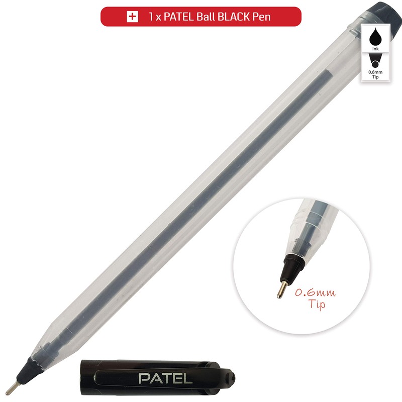 NATARAJ 20 x 0.7mm Fine Tipped Classic BLACK Ballpoint Pens