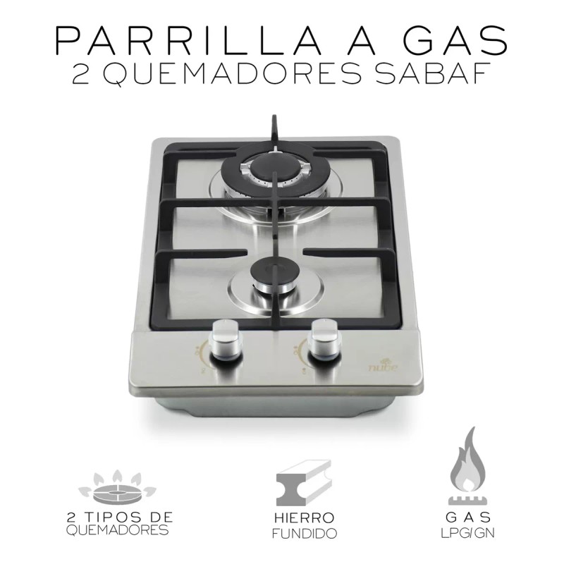 Nube Parrilla De Acero Inoxidable 2 Quemadores Color Plata Nube