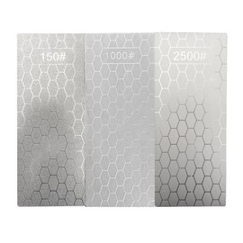 3 Pcs Diamond Sharpening Stones, 150 Coarse Grit 1000 Fine Grit and 2500 Extra Fine Grit Diamond Sharpening Kit Plates for Kitchen Appliances and Outdoor use