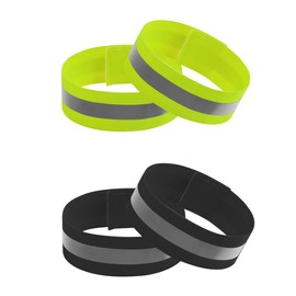 VONJUMA Reflective Wristbands, Arm Reflectors, Jogging, Reflectors Band, Reflector, Running, Reflective Band, Velcro, Jogging, Biceps, Quadriceps, Ankle and Bracelets, Green, Black, Pack of 4
