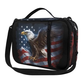 Showudesigns American Flag Eagle Bible Cover for Men Bible Carrying Book Case Patriotic Bible Protective with Handle and Zippered Pocket Christian Gifts 4th of July Bible Holder
