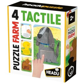 HEADU - 4 Tactile Puzzle Farm, Tocca e ricomponi!, Puzzle Educativo 2-4 anni, Made in Italy