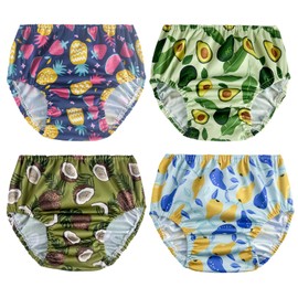 SMULPOOTI Reusable Plastic Underwear Covers for Potty Training Cute Rubber Pants for Toddlers Rubber Training Pants for Toddlers Swim Diaper Covers for Toddlers 4 Packs Boys 3T