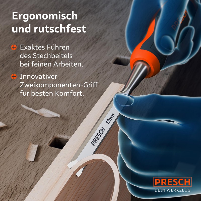 Presch 12 mm Professional Chisel with 25° Wedge Angle, Perfectly